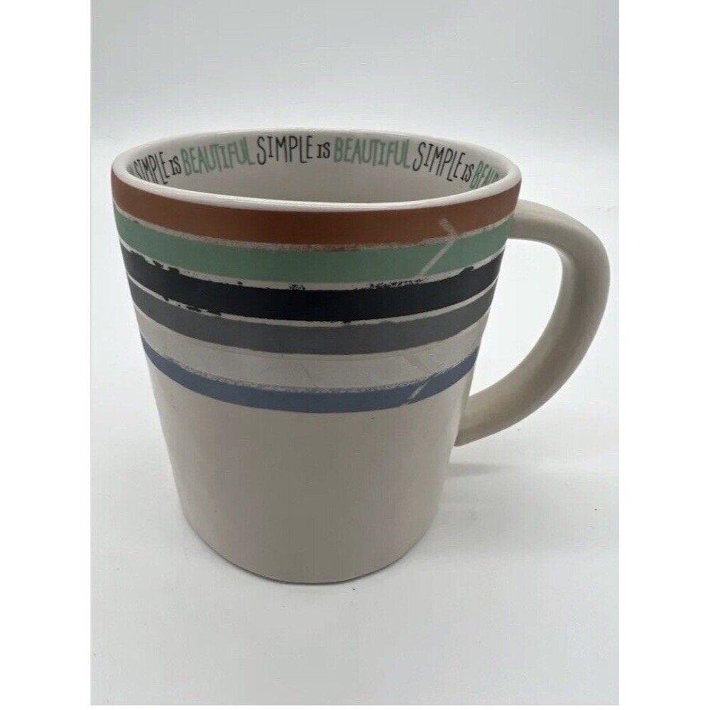 Toms Shoes Coffee Mug Simple is Beautiful Target Colored Stripes Stoneware Cup - Picture 10 of 10